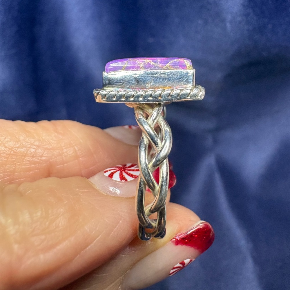Ring Purple Mojave Turquoise Square 925 Sterling Silver Southwestern - Picture 7 of 10